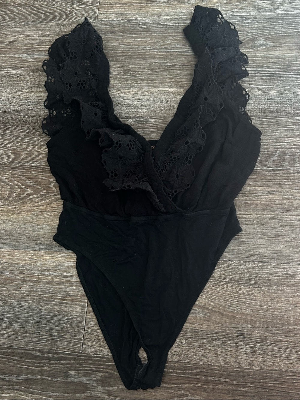 Forever 21 Black Lace V-Neck Bodysuit